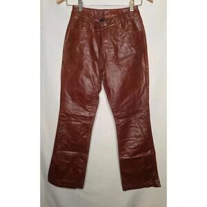 Express Chestnut Leather Flare Pants